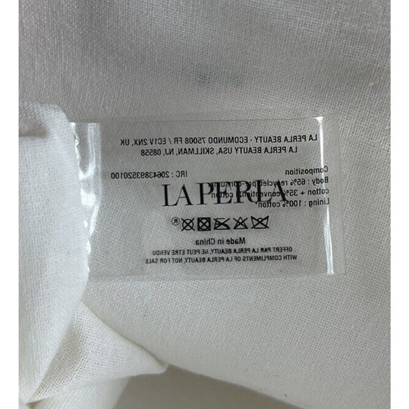 La Perla Women White Bag with Black Straps EUC - Picture 7 of 8